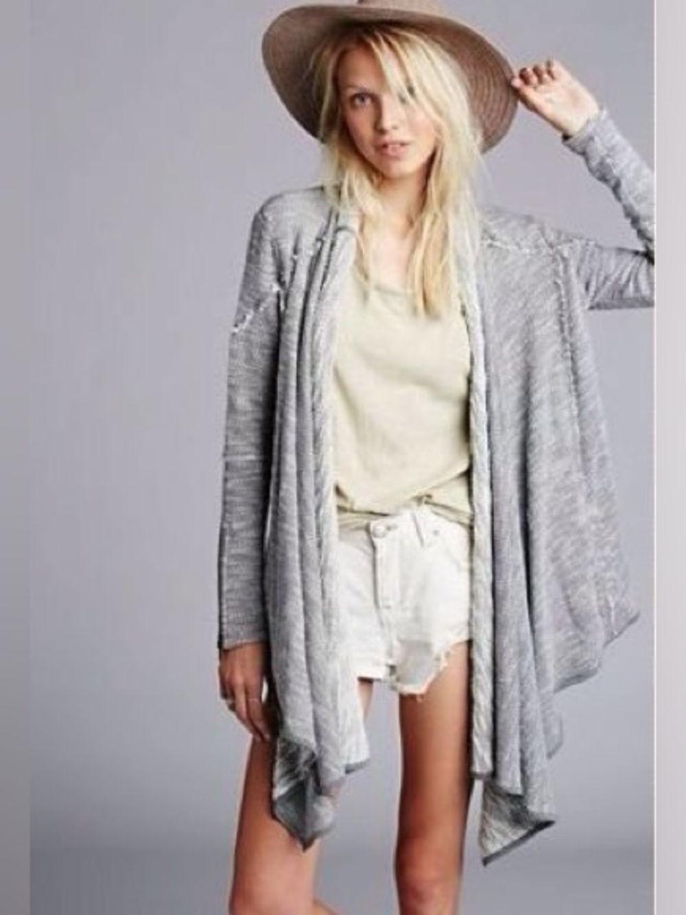 Free People In The Loop Open-Front Cardigan in Gray Size M